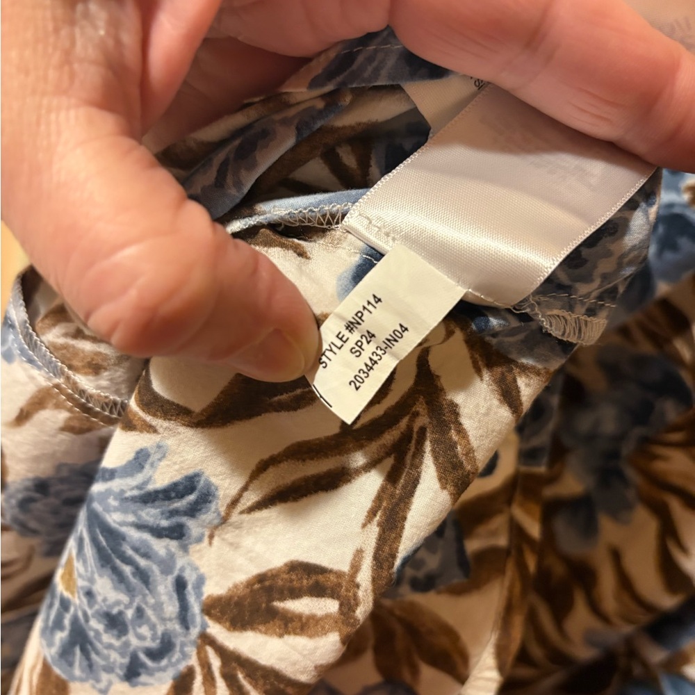 Madewell cutout cream, brown, & blue midi dress - Picture 9 of 9